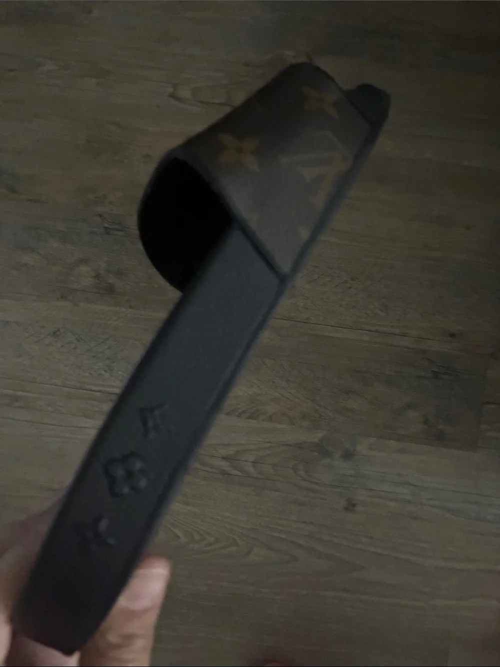 Louis Vuitton Brown and Black Monogram Slide Sandals